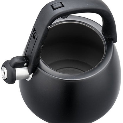 Klausberg 7774 - Bouilloire sifflante - 2,5 litres - Acier inoxydable - Noir avec poignée en bois