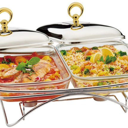 Klausberg 7922 - Double chauffe-plats - verre - 2 x 1,5 litres - support en acier inoxydable