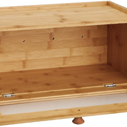KLAUSBERG Boîte à pain en bambou avec façade en acrylique - 40x24,5x19 cm - Boîte de rangement naturelle pour le pain - KB-7924 - Boîte à pain - Boîte de conservation du pain
