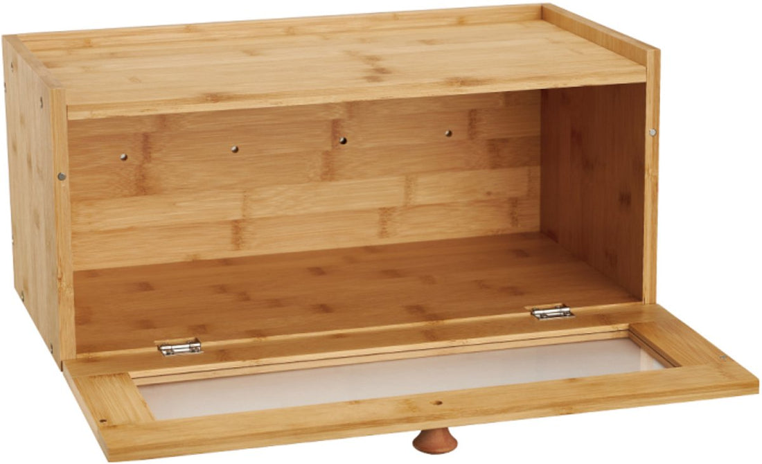 KLAUSBERG Bamboo Bread Box With Acrylic Front - 40 x 24.5 x 19 cm - Natural Bread Storage - KB-7924 - Bread Bin - Bread Keeper