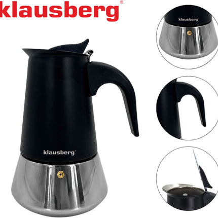 Klausberg KB-7847 – Cafetière expresso – 12 tasses – Acier inoxydable – Compatible induction - Cafetière – 600 ml - Percolateur