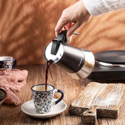 Machine à expresso Klausberg KB-7846 – 9 tasses – Acier inoxydable – Compatible Induction - Cafetière - 450ml - Percolateur