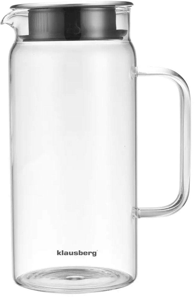 Klausberg Glass Pitcher - 1 Liter, Borosilicate Glass, Ergonomic Handle - Safe and Easy to Use - Carafe