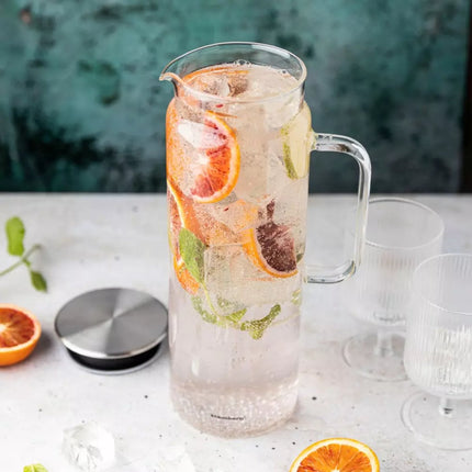 Klausberg Pichet en verre - 1 litre, Verre borosilicate, Poignée ergonomique - Sûr et facile à utiliser - Carafe