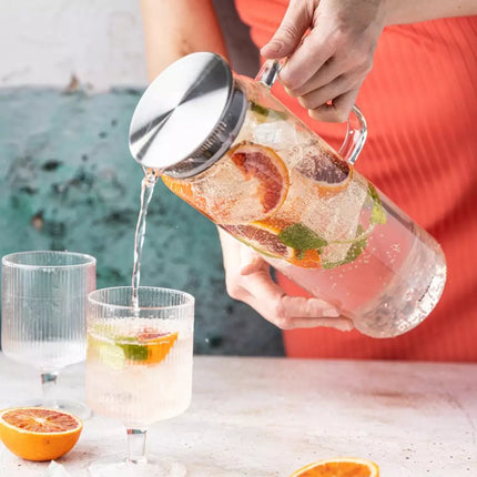 Klausberg Pichet en verre - 1 litre, Verre borosilicate, Poignée ergonomique - Sûr et facile à utiliser - Carafe