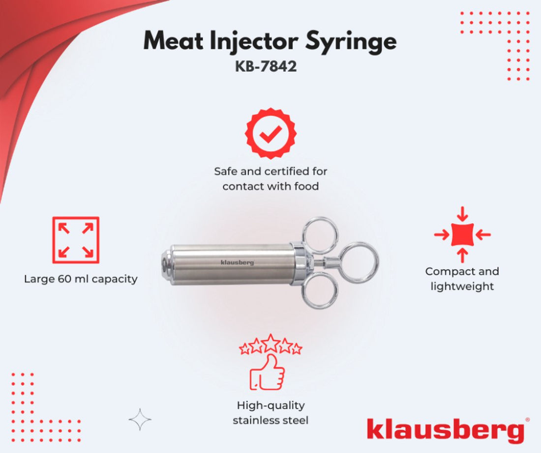 Klausberg KB-7842 marinadespuit RVS – vleesinjectiespuit 60 ml, 3 naalden – foto 4