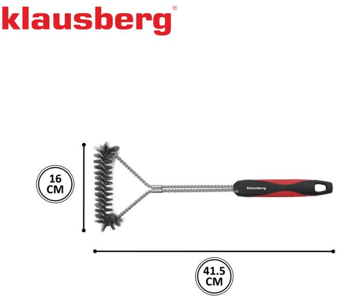 Klausberg KB-7898 Grillbürste - Edelstahl Grillreinigungsbürste mit stabilen Stahlborsten und Kunststoffgriff - Reinigungsbürste Grill - BBQ Bürste - Für alle Grills geeignet (auch Kamado / Weber)