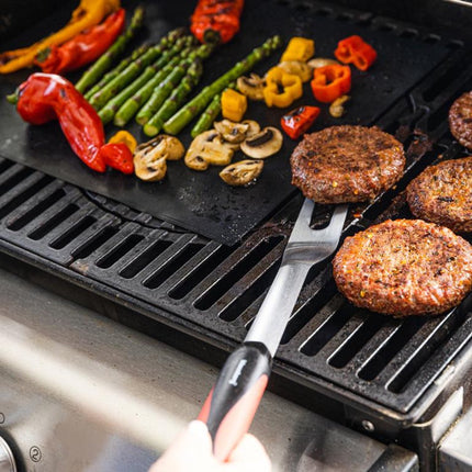 Klausberg KB-7899 Set Barbecue - Set de 3 ustensiles de gril en acier inoxydable avec poignées en plastique (Spatule, Fourchette & Pince) - Joli coffret cadeau pour les amateurs de Kamado / Weber !