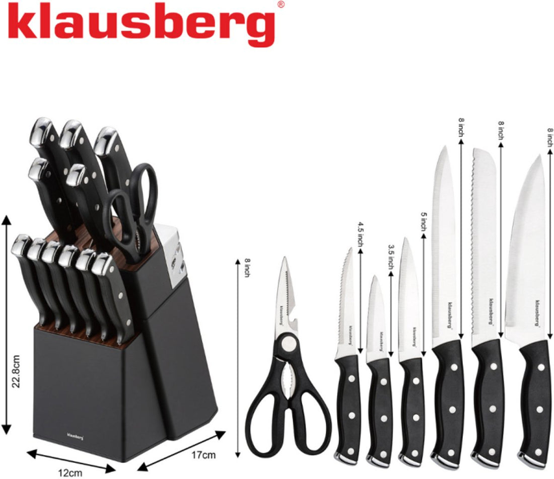 Klausberg KB-7985 messenset met blok, 13-delig – met slijpstaaf en schaar – foto 3