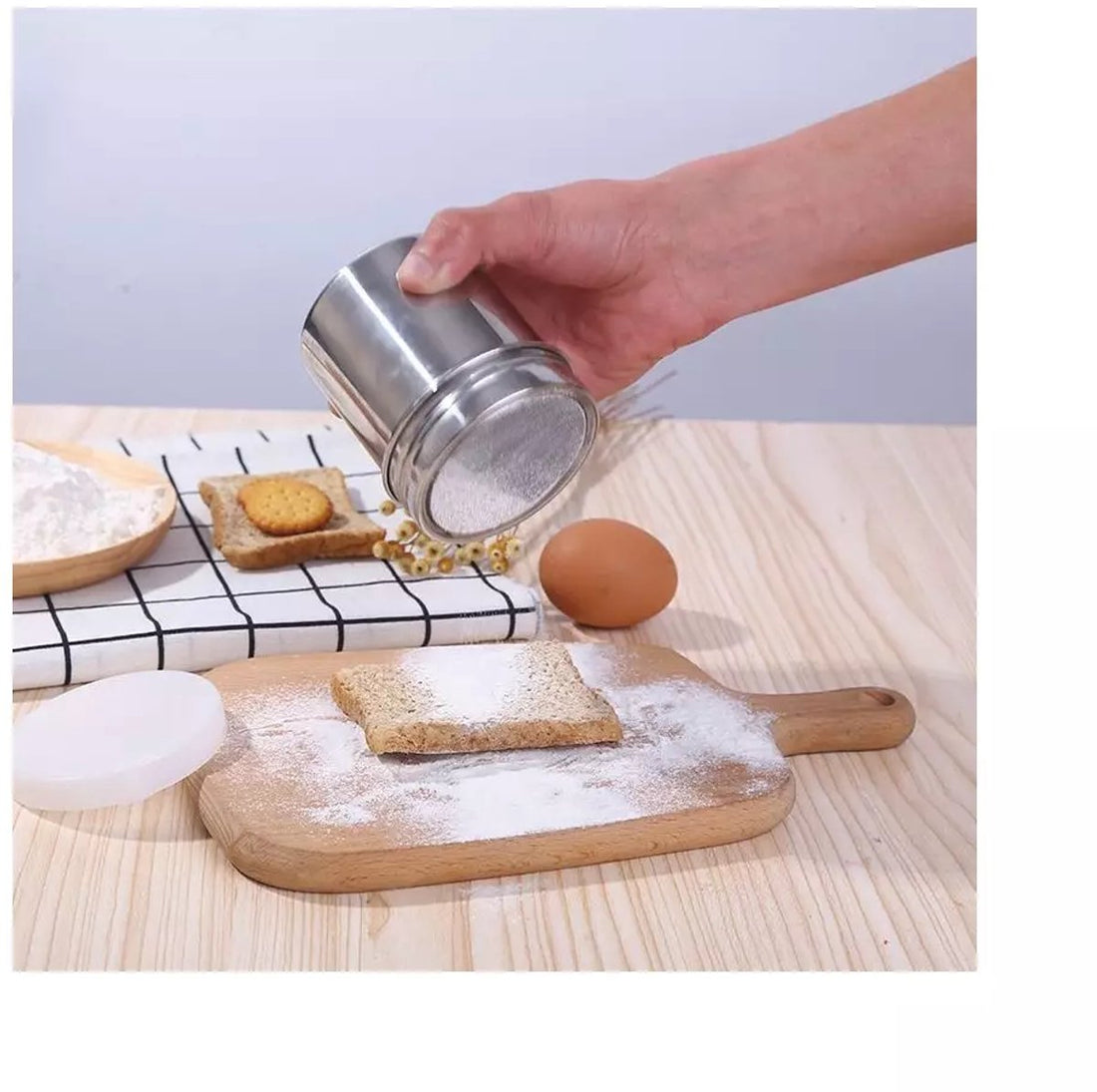 Klausberg KB7645 - Puderzuckerstreuer aus Edelstahl - Mit feinem Sieb und luftdichtem ABS-Deckel - 260 ml - Ideal für Puderzucker, Kakao und mehr
