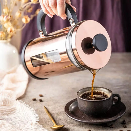 Klausberg KB7740 Cafetière à Piston / Théière - Couleur cuivre - 1L - French Press - Acier inoxydable de haute qualité et verre résistant à la chaleur -