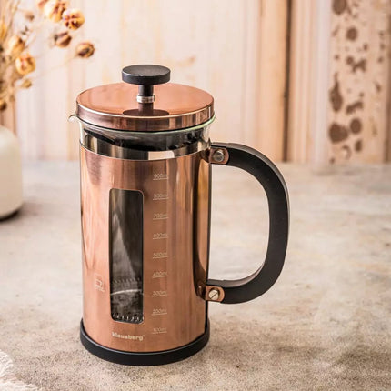 Klausberg KB7740 Cafetière à Piston / Théière - Couleur cuivre - 1L - French Press - Acier inoxydable de haute qualité et verre résistant à la chaleur -