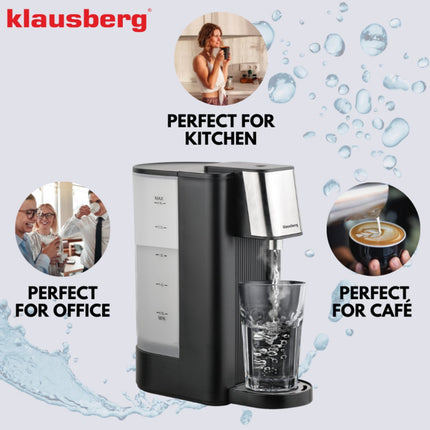 Klausberg KB7877 Distributeur d'eau chaude – 2,5 litres – Noir & Acier inoxydable – 2600W – Eau bouillante instantanée en 5 secondes - Distributeur d'eau chaude - Bouilloire -