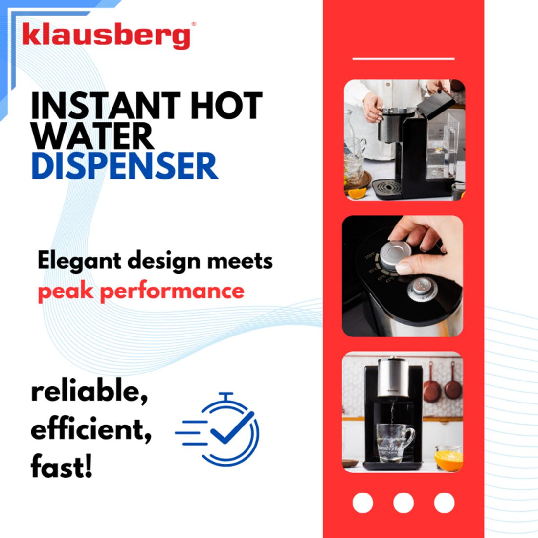 Klausberg KB7878 heetwaterdispenser – 2,2 liter tank, 4 temperaturen, 2600 W – foto 4