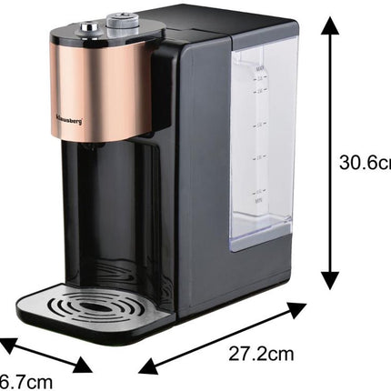Klausberg KB7879 Distributeur d'eau chaude – 2,2 Litres – Contrôle de la température (45-100°C) – Noir & Rose Gold – 2600W - Distributeur d'eau chaude