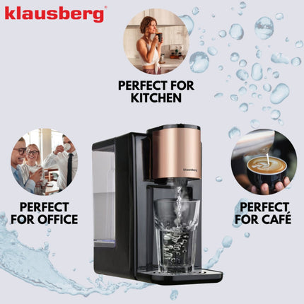 Klausberg KB7879 Distributeur d'eau chaude – 2,2 Litres – Contrôle de la température (45-100°C) – Noir & Rose Gold – 2600W - Distributeur d'eau chaude