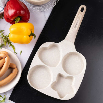 Klausberg Poêle à Œufs et Crêpes en Marbre avec 4 Sections – Antiadhésive, Formes Créatives, 19x19 cm