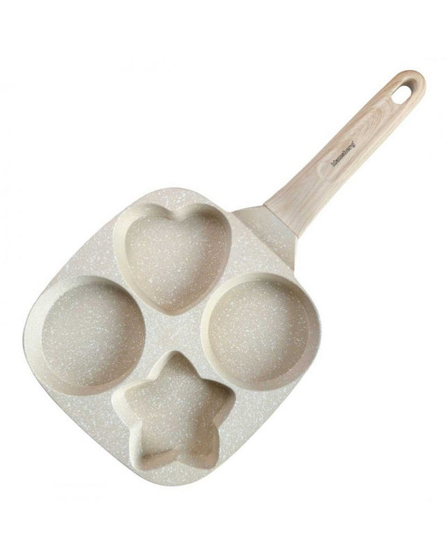 Klausberg Poêle à Œufs et Crêpes en Marbre avec 4 Sections – Antiadhésive, Formes Créatives, 19x19 cm