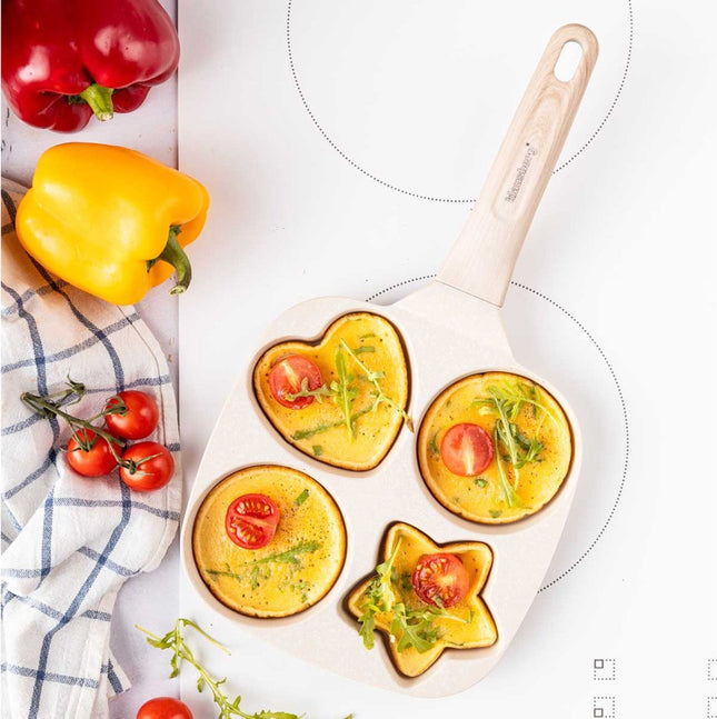 Klausberg Poêle à Œufs et Crêpes en Marbre avec 4 Sections – Antiadhésive, Formes Créatives, 19x19 cm