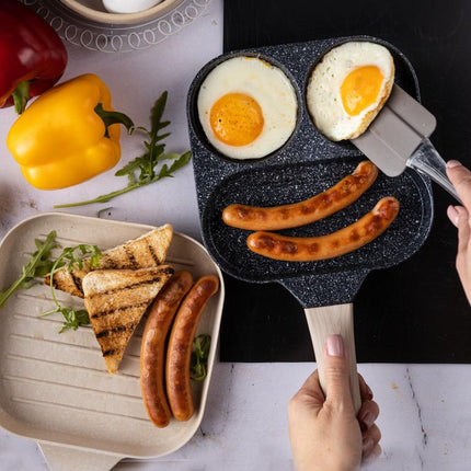 Poêle en marbre Klausberg à 3 sections – Antiadhésive, Fonction Grill, Compatible Tous Feux