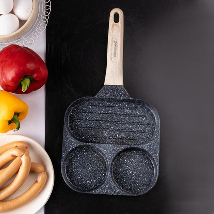 Poêle en marbre Klausberg à 3 sections – Antiadhésive, Fonction Grill, Compatible Tous Feux