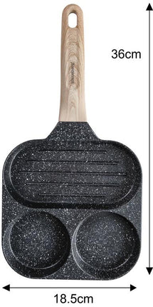 Poêle en marbre Klausberg à 3 sections – Antiadhésive, Fonction Grill, Compatible Tous Feux