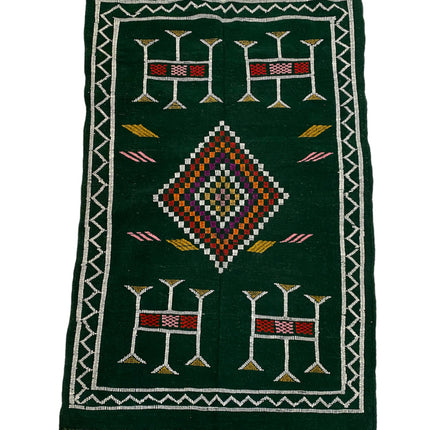 Tapis berbère kilim vert foncé 100x150 cm