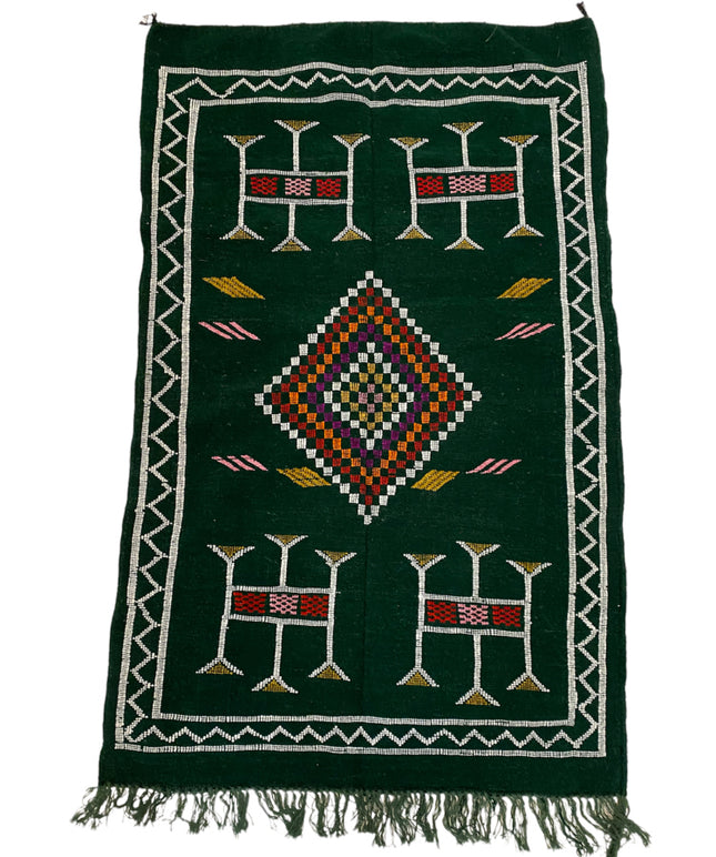 Tapis berbère kilim vert foncé 100x150 cm