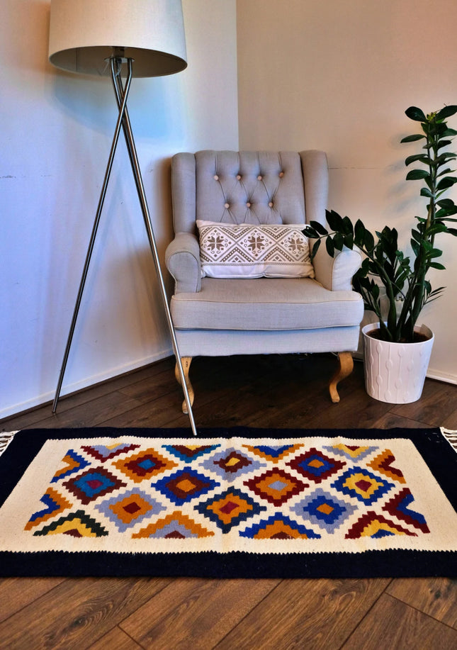 Tapis kilim tissé à la main - 100% laine égyptienne Kilm - 70x150cm - Senon