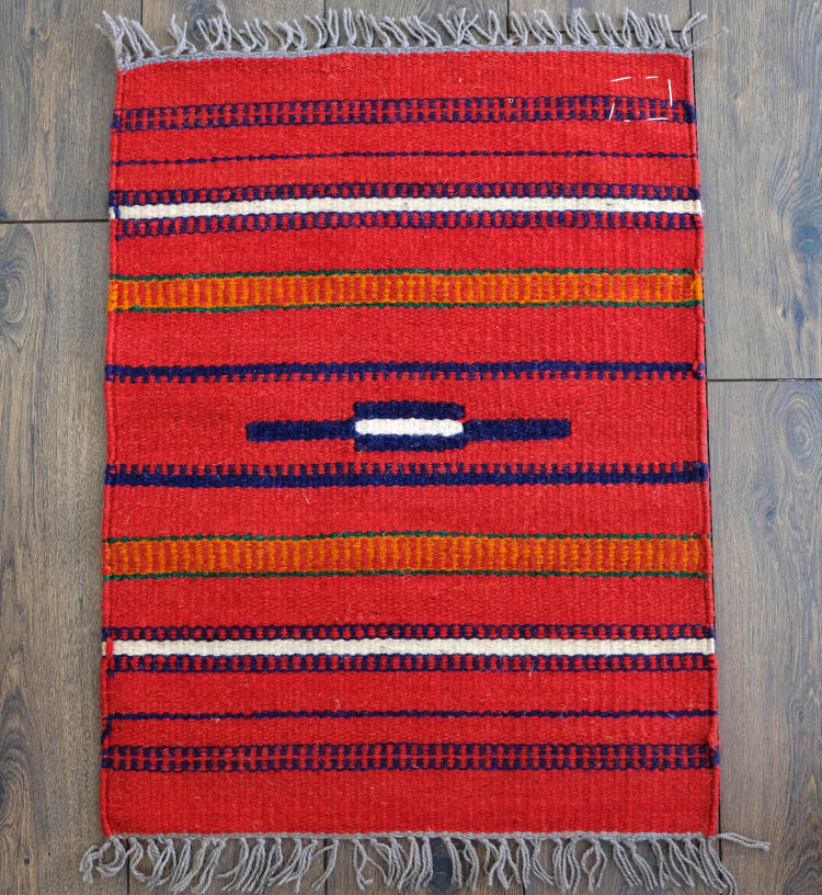 Handgeweven kelim vloerkleed van wol – Bedoeïenen stijl, 60 x 80 cm – foto 3
