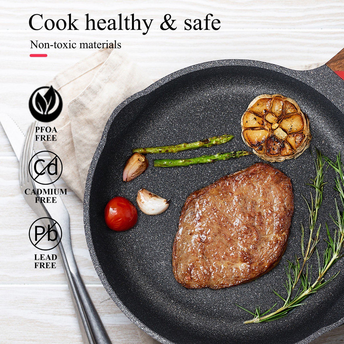 Frying pan - wok - sauté pan induction scratch-resistant coating - black - PFOA free