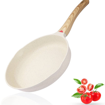 Poêle à frire - wok - sauteuse à induction avec revêtement antiadhésif résistant aux rayures - Ivoire - Sans PFOA