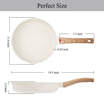 Poêle à frire - wok - sauteuse à induction avec revêtement antiadhésif résistant aux rayures - Ivoire - Sans PFOA