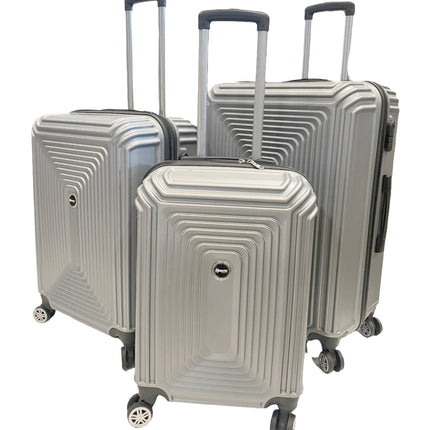 Set de 3 valises - Rigides Set de trolley avec cadenas TSA argenté