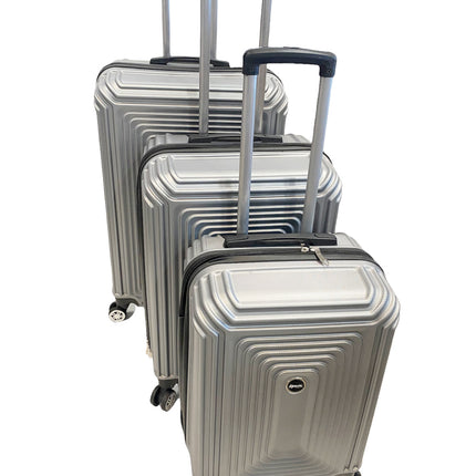 Set de 3 valises - Rigides Set de trolley avec cadenas TSA argenté