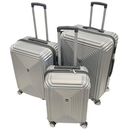 Set de 3 valises - Rigides Set de trolley avec cadenas TSA argenté