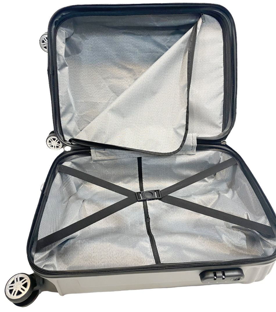 3-delige kofferset hardcase met TSA-slot – zilver, maten S, M en L – foto 4