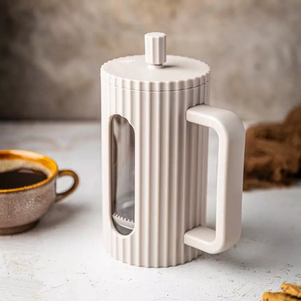 Klausberg KB7754 - Cafetière et Théière à Piston - 1 Litre - Beige - Filtre en Acier Inoxydable et Verre Borosilicate - Convient pour le Café, le Thé et les Infusions