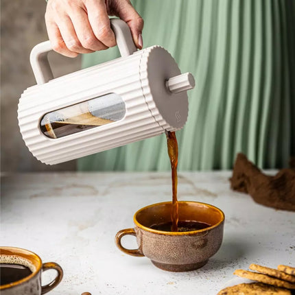 Klausberg KB7754 - Cafetière et Théière à Piston - 1 Litre - Beige - Filtre en Acier Inoxydable et Verre Borosilicate - Convient pour le Café, le Thé et les Infusions