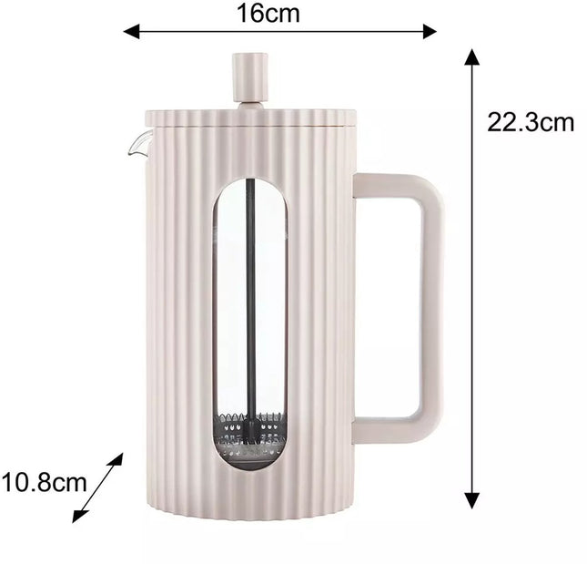 Klausberg KB7754 - Cafetière et Théière à Piston - 1 Litre - Beige - Filtre en Acier Inoxydable et Verre Borosilicate - Convient pour le Café, le Thé et les Infusions