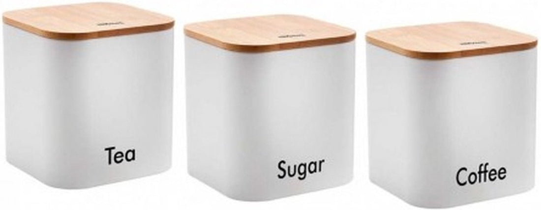 Koffie, thee en suiker - potten - voorraadbakken - WIT
