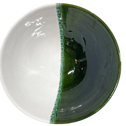 Bol marocain émaillé vert vert-blanc 25x10 cm