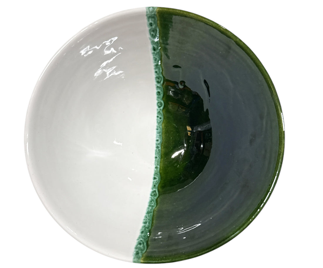 Marokkanische glasierte Schale – Grün-Weiß – 15 cm