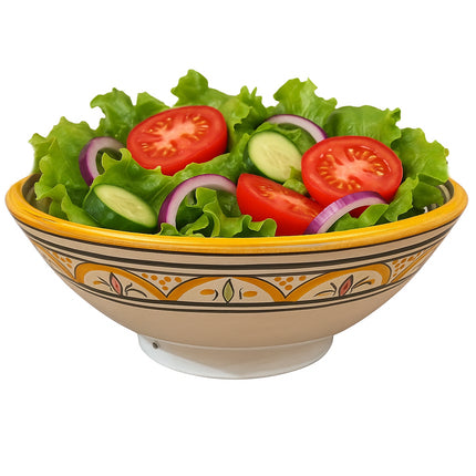 Bol marocain Ø26 cm – Céramique artisanale – Jaune avec motif traditionnel