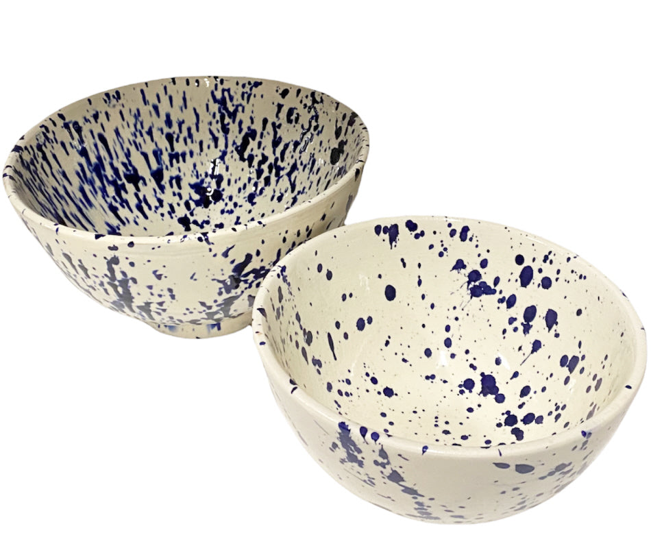 Keramikgesprenkelte Salatschüssel blau