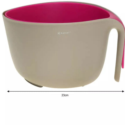 Ensemble de Saladier et Passoire - 4 Litres, Gris et Rose, Plastique de Haute Qualité - Ustensiles de Cuisine Robustes et Pratiques