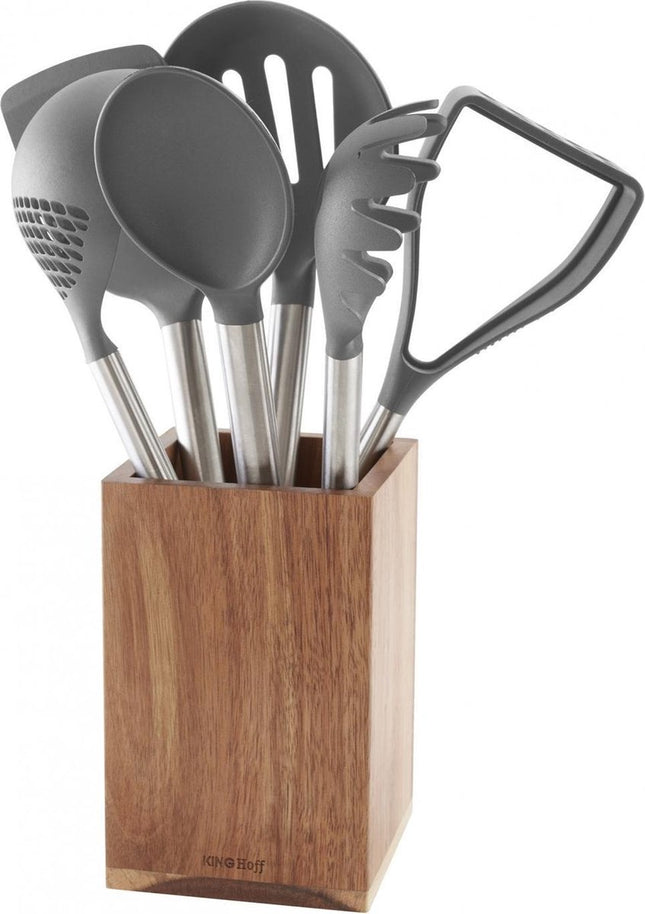 Ensemble d'ustensiles de cuisine - 7 pièces - bois d'acacia massif
