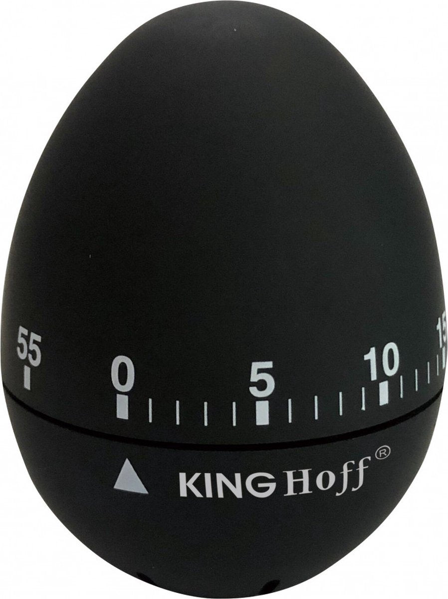 Kinghoff 1620 Mechanischer Kurzzeitmesser - Schwarzer Edelstahl-Küchenwecker (60 Min.) - Eieruhr