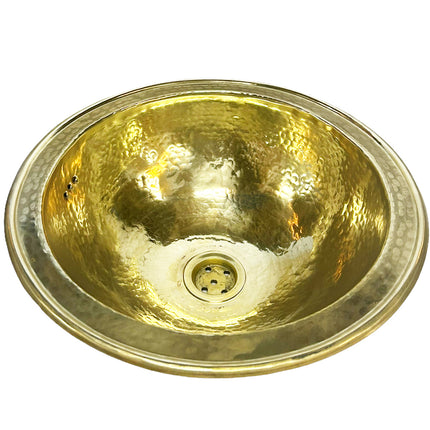 Vasque ronde marocaine en laiton martelé faite à la main - lavabo 35 cm
