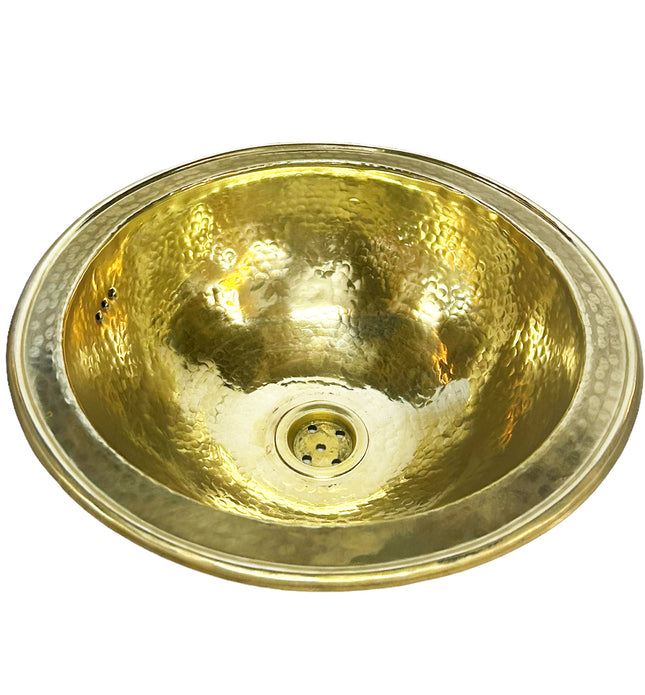 Vasque ronde marocaine en laiton martelé faite à la main - lavabo 35 cm